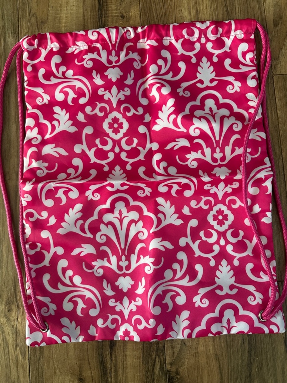 Thirty One Cinch Sac Pink Parisian Pop Floral Damask Drawstring Bag hot pink - Picture 3 of 5